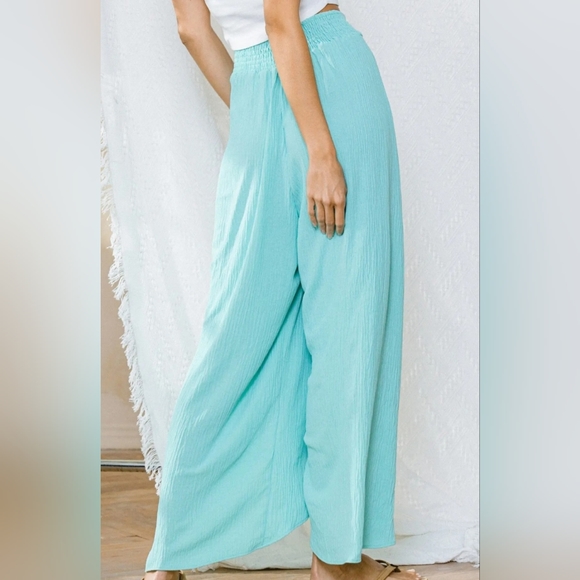 #379 🛑S,M Boho Long Pleated Petal Pants Great Bathing suit Cover Up - Picture 6 of 6